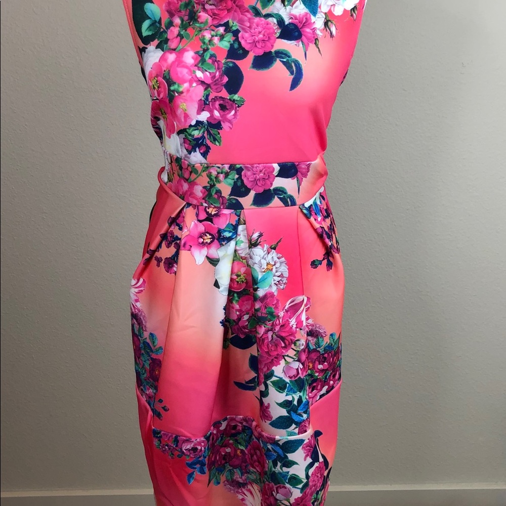 🍍MissLook Plus Size Pink floral skater dress